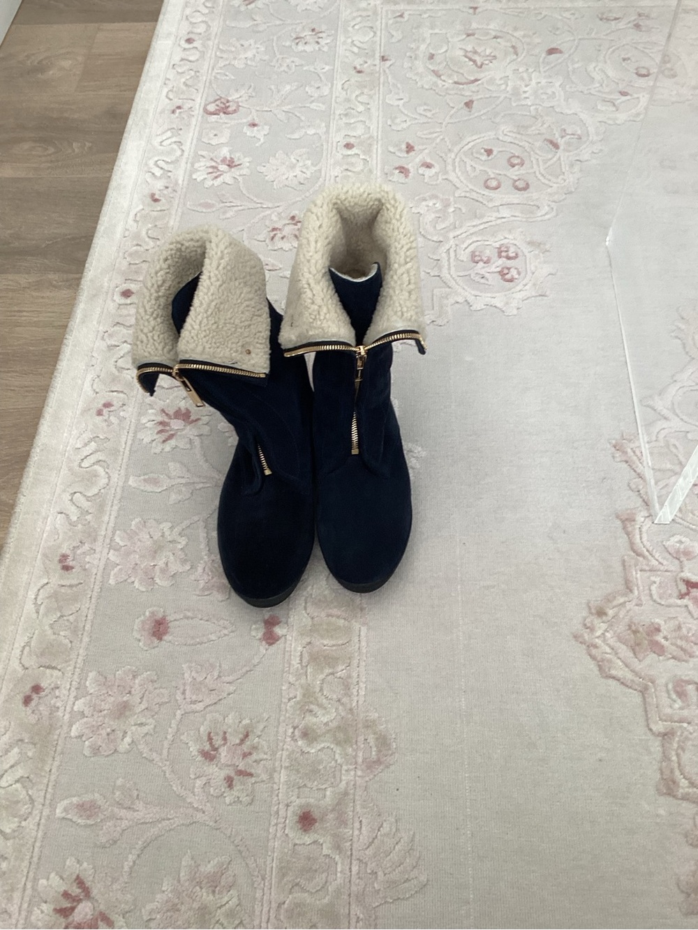 Burberry Black Suede Mid-Calf Shearling-Lined Zip Boots 8 - Picture 13 of 15